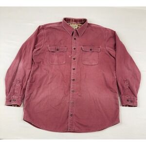 Vtg Distressed LL Bean Flannel Lined Shirt Mens XL Tall Burgundy Red Cotton